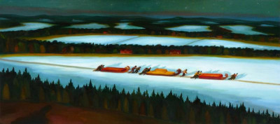 Noc, 2009, 84 × 195 cm, olej na plátně