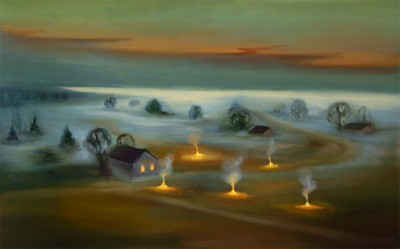 Mlhy, 2024, 100 x 160 cm, olej na plátně