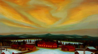 Vesnice, 2009, 84 × 150 cm, olej na plátně